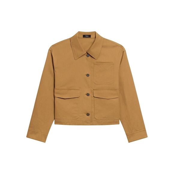 New THEORY Feather Chino Cropped Work Jacket Medium - Picture 5 of 14